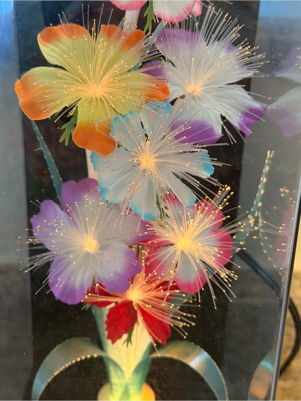 Vintage 80’s Multicolor Fiber Optic Floral Lamp Retro Nostalgia Working Lights